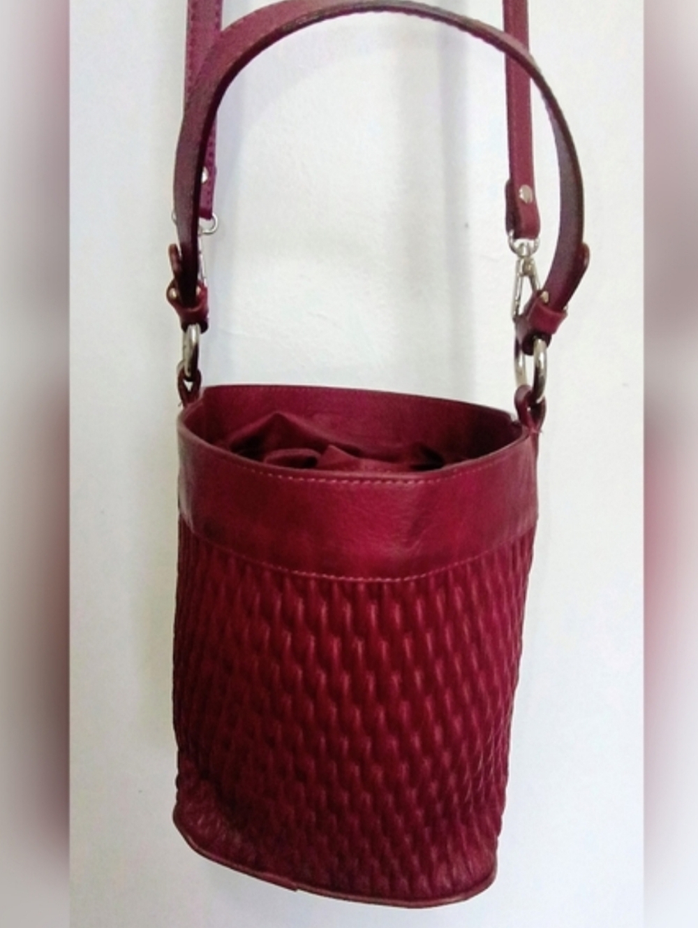 Anna Paolo Burgundy Italian Leather Bucket Bag